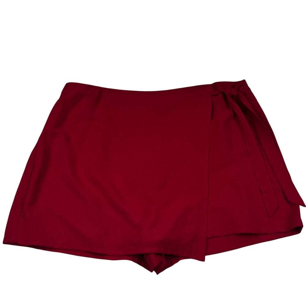 LOFT Red Rayon Blend Dressy Lightweight Wrap Skort Women's Size 16